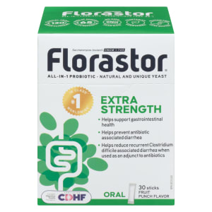 Florastor All-in-1 Probiotic Fruit Punch Flavor Extra Strength 30 Sticks