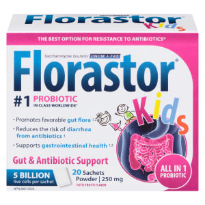 Florastor Gut & Antibiotic Support Powder Tutti Frutti Flavor Kids 250 mg 20 Sachets