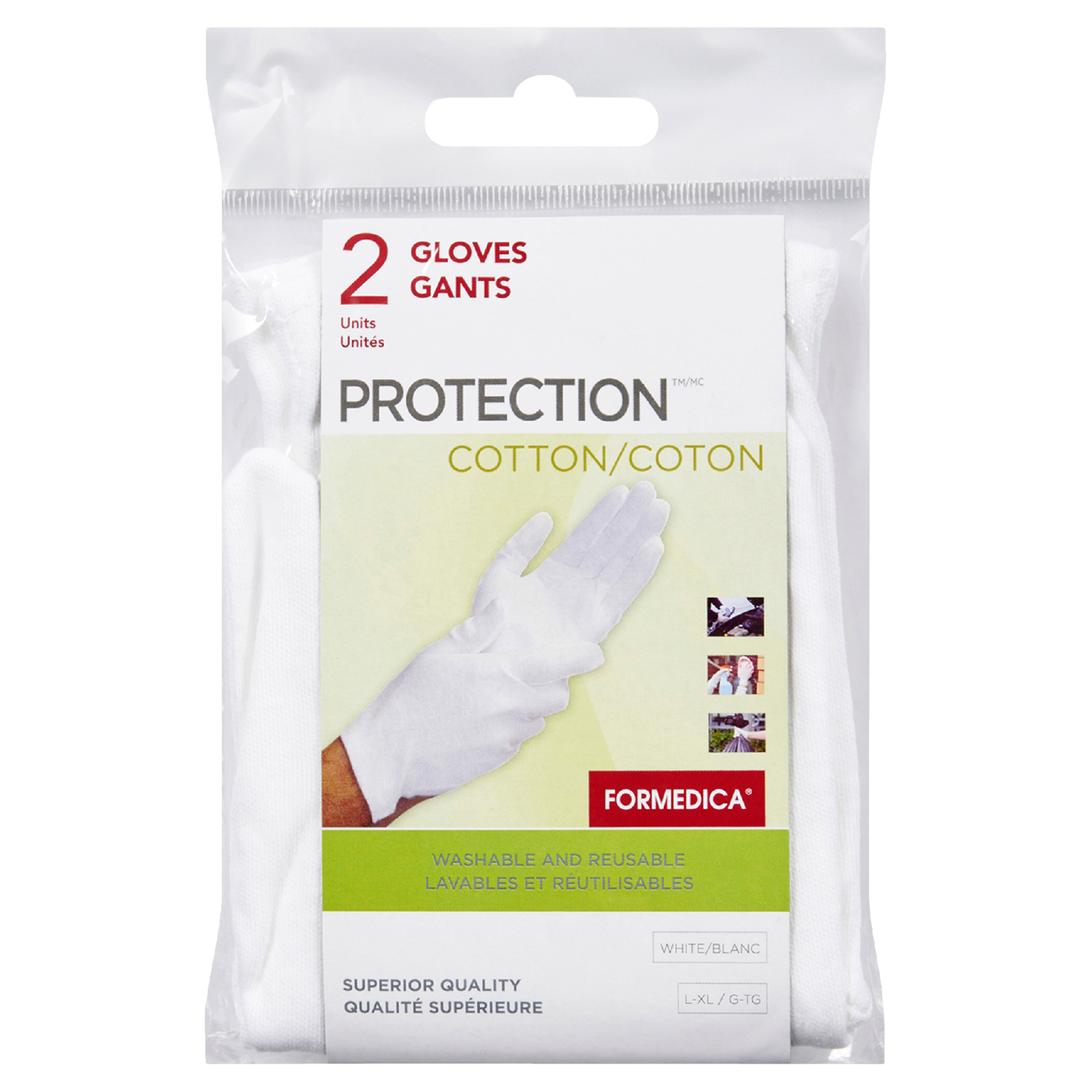 Formedica Protection Gloves Washable and Reusable White Cotton 2 Units L-XL 6057