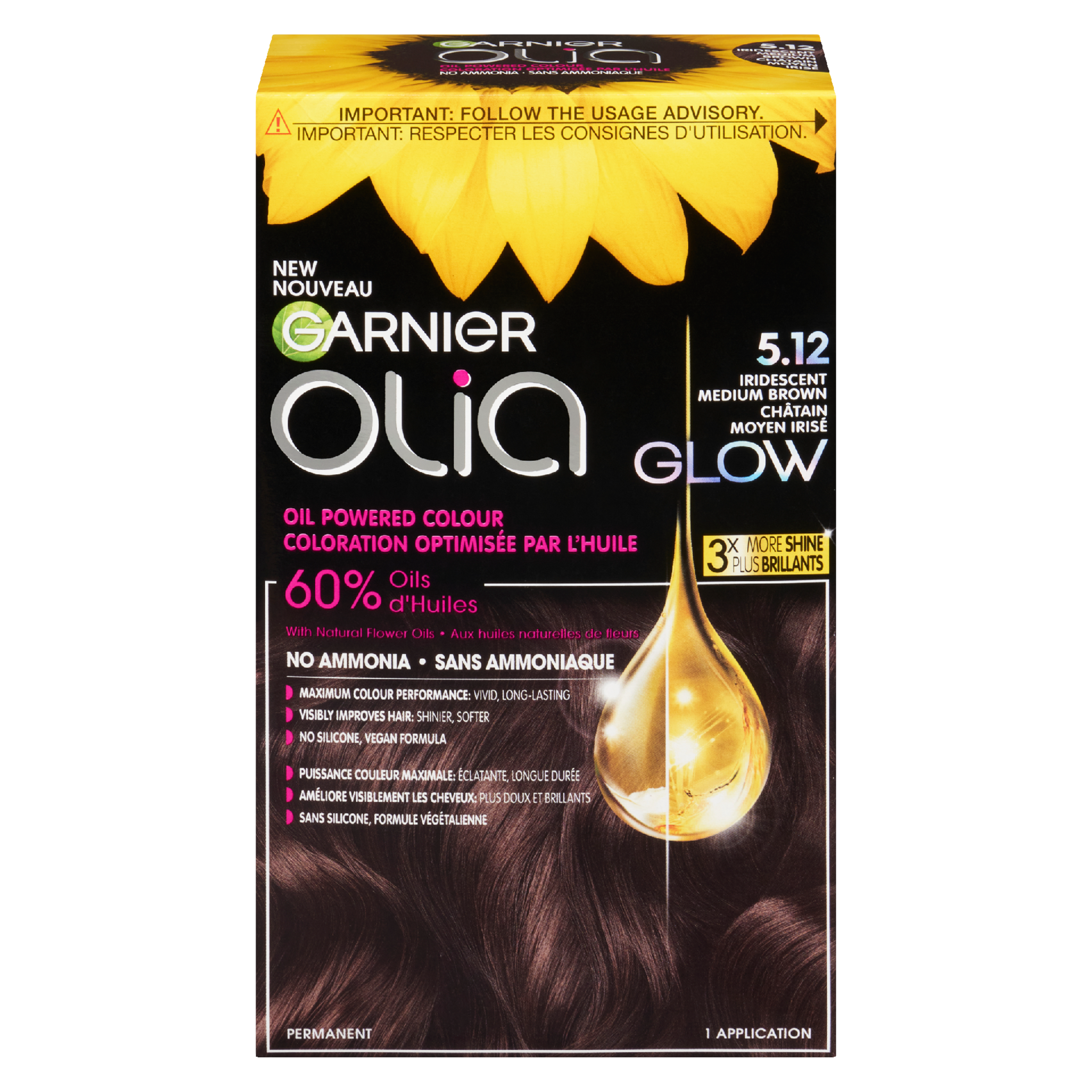 Garnier Olia Oil Powered Colour Glow 5.12 Iridescent Medium Brown