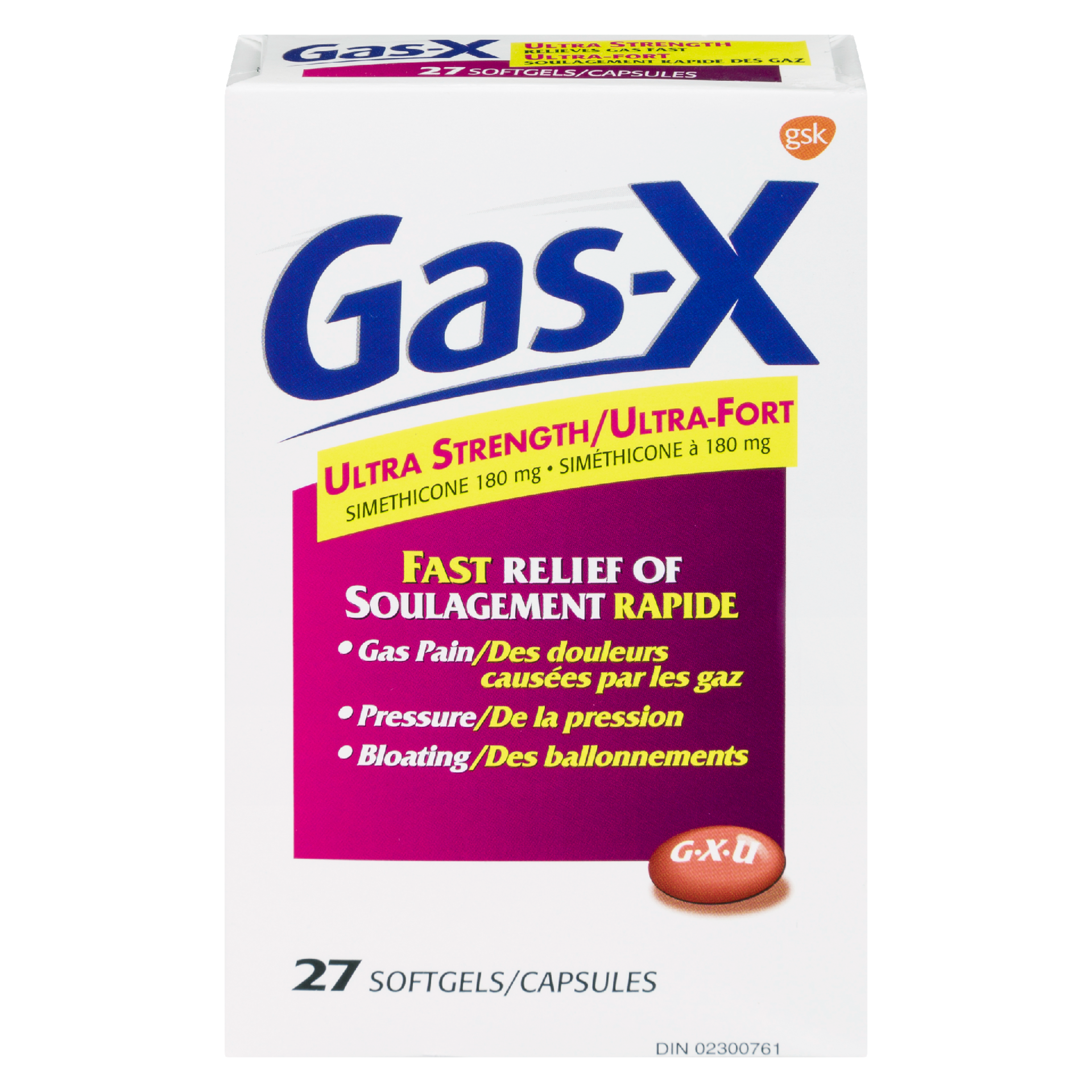 Gas-X Simethicone 180 mg Ultra Strength 27 Softgels