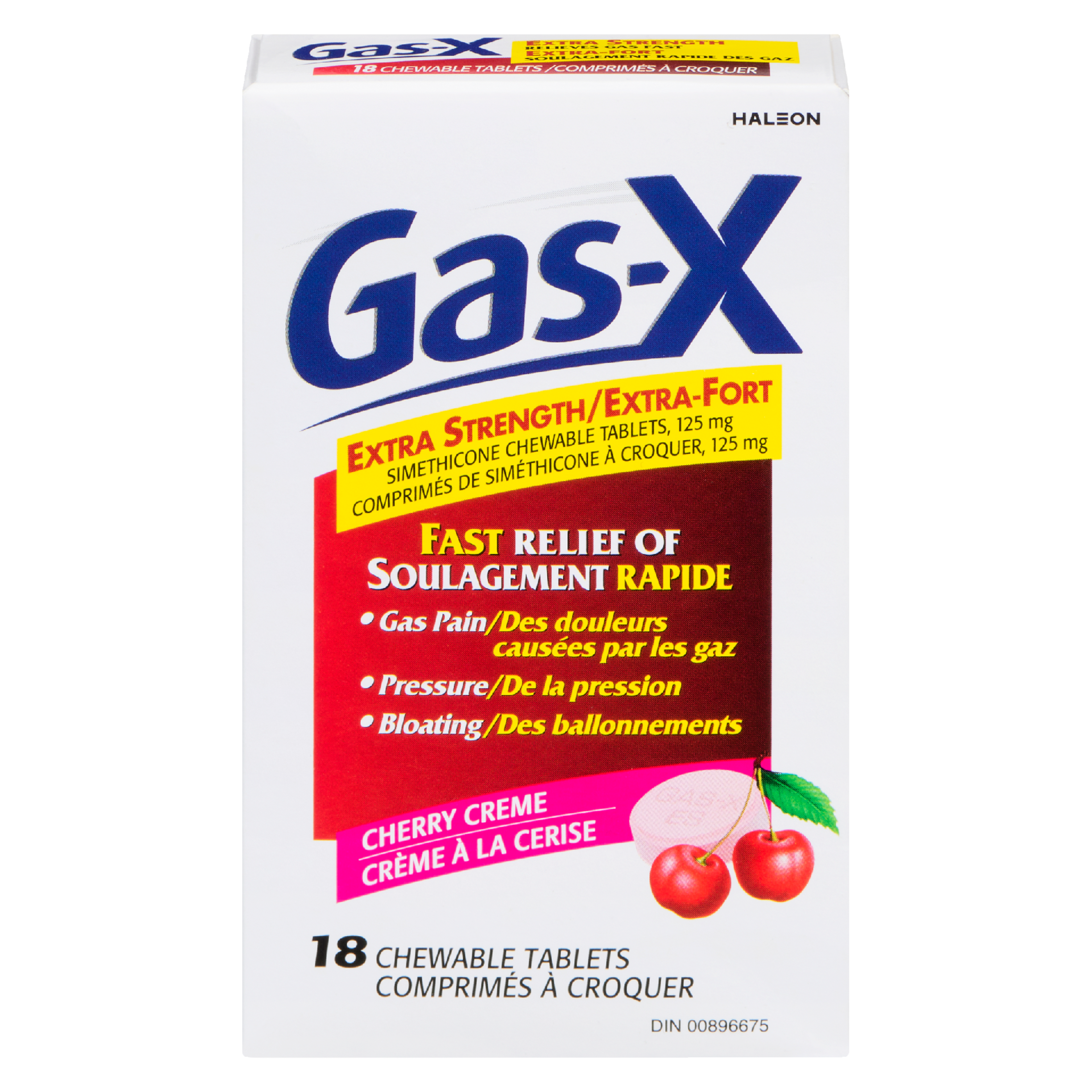 Gas-X Simethicone Chewable Tablets, 125 mg Extra Strength Cherry Creme 18 Chewable Tablets