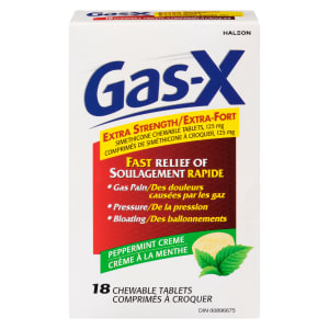 Gas-X Simethicone Chewable Tablets, 125 mg Extra Strength Peppermint Creme 18 Chewable Tablets