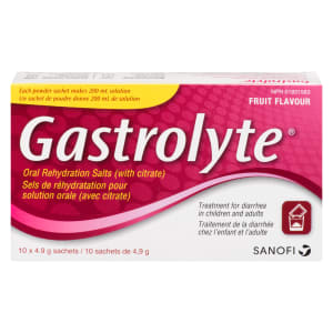 Gastrolyte Oral Rehydration Salts (with Citrate) Fruit Flavour 10 Sachets x 4.9 g