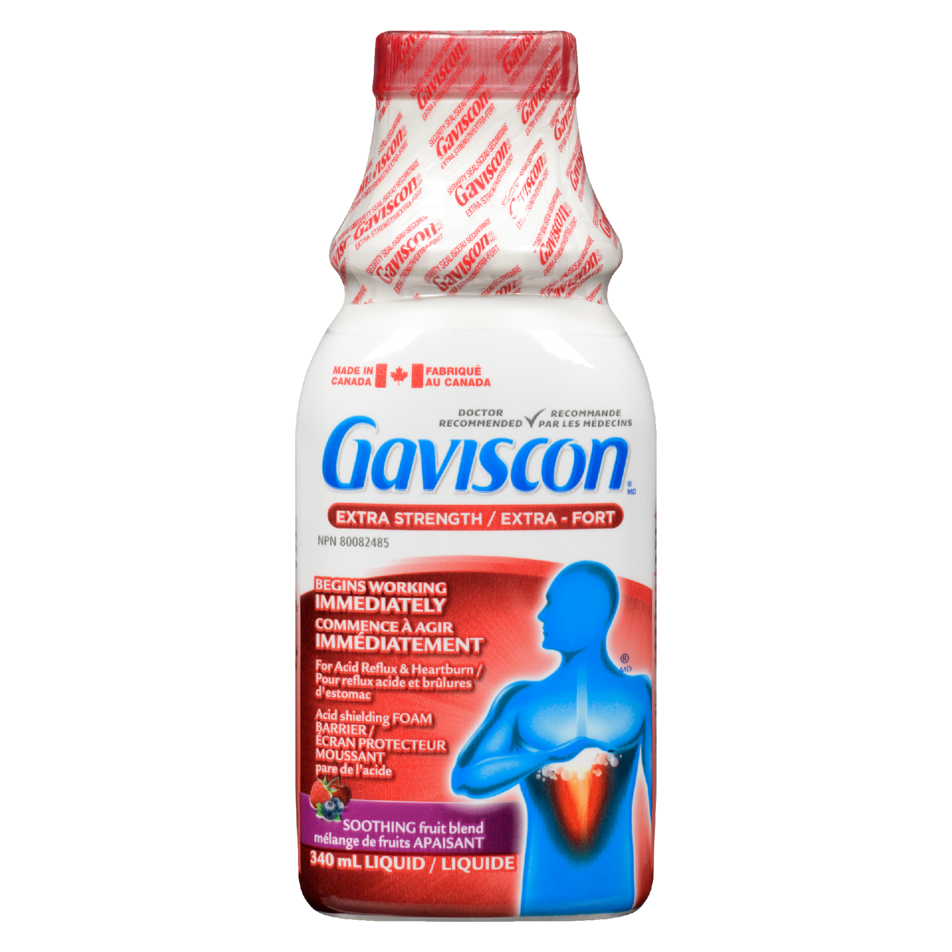Gaviscon Acid Shielding Foam Barrier Liquid Extra Strength Soothing Fruit Blend 340 ml