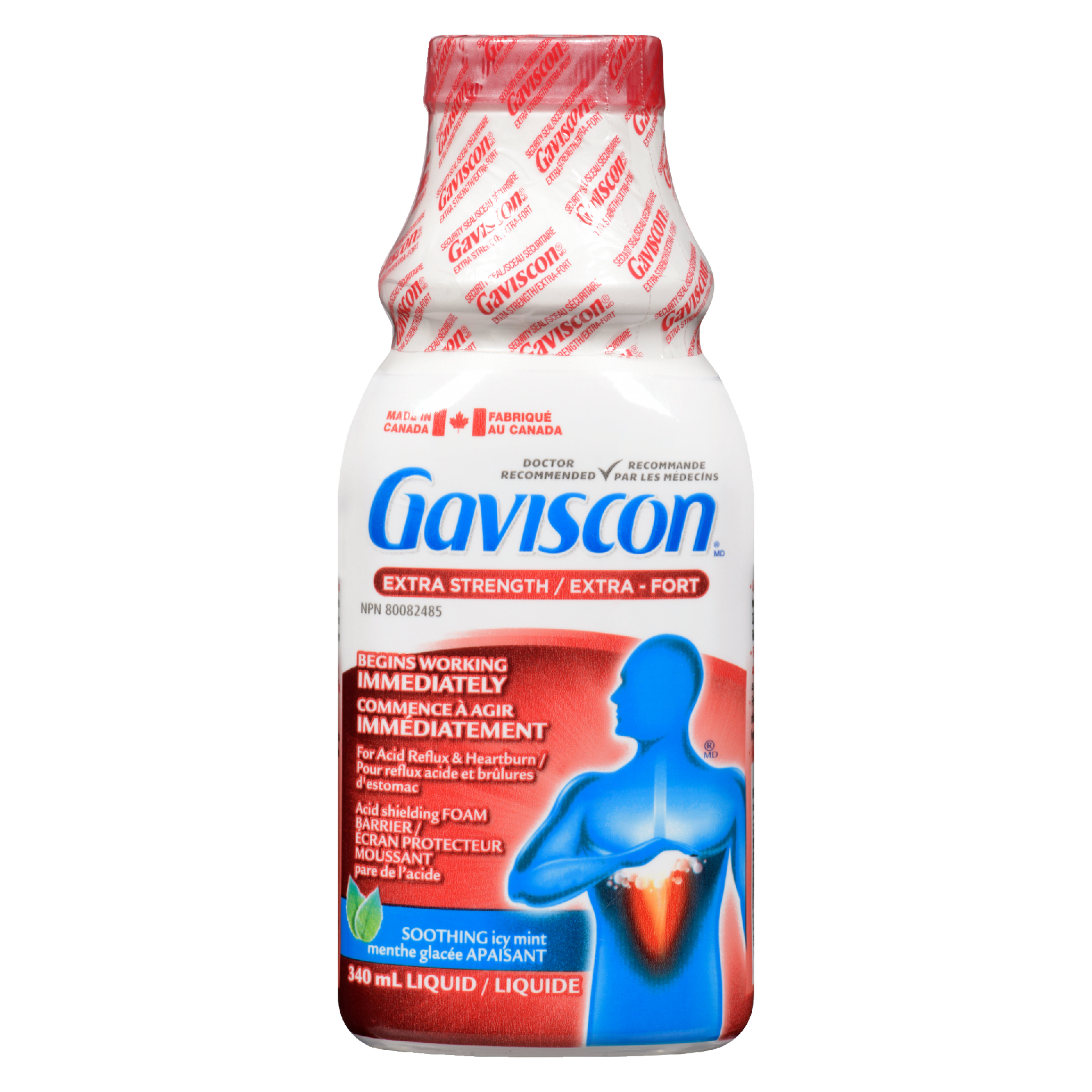 Gaviscon Acid Shielding Foam Barrier Liquid Extra Strength Soothing Icy Mint 340 ml