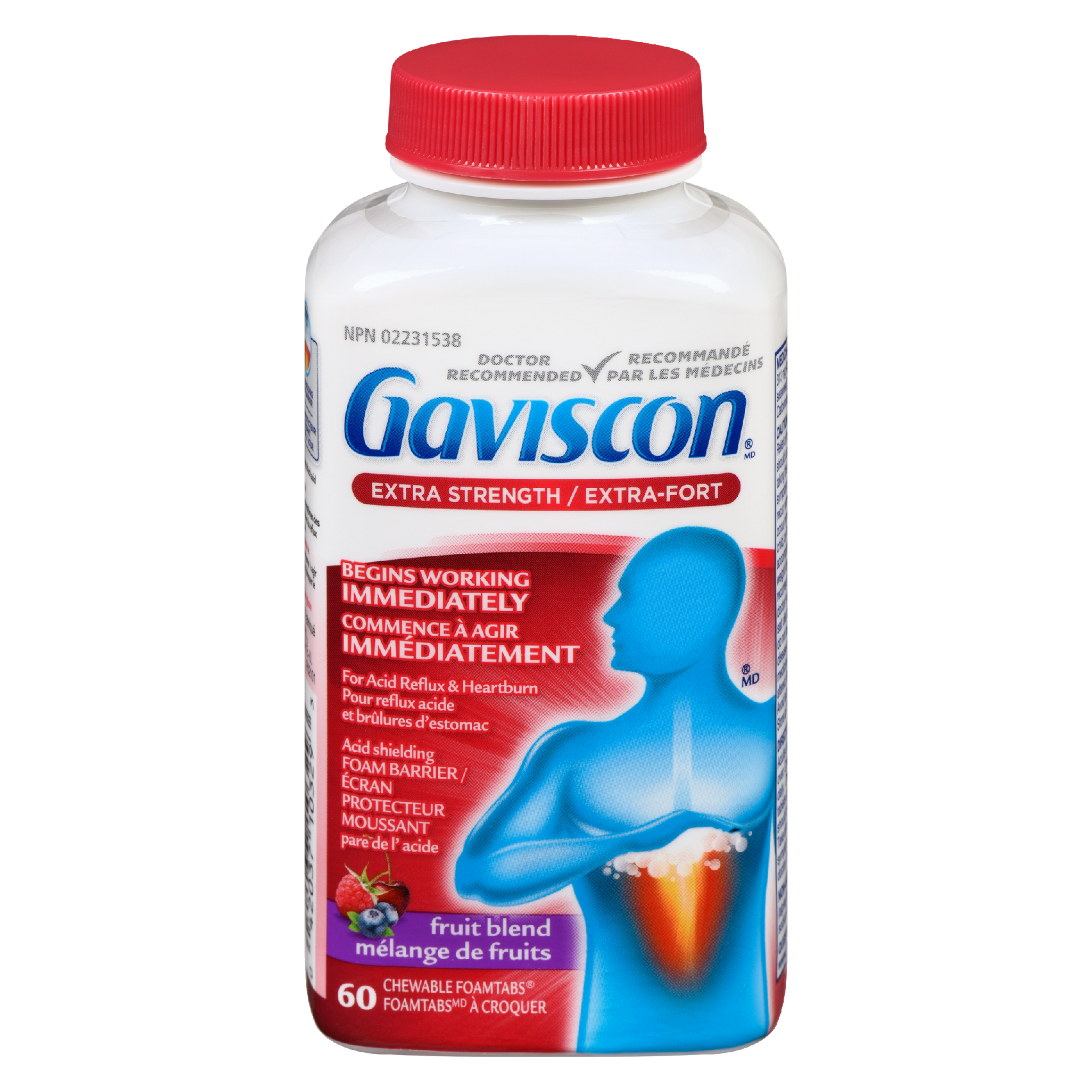 Gaviscon Extra Strength Fruit Blend 60 Chewable Foamtabs