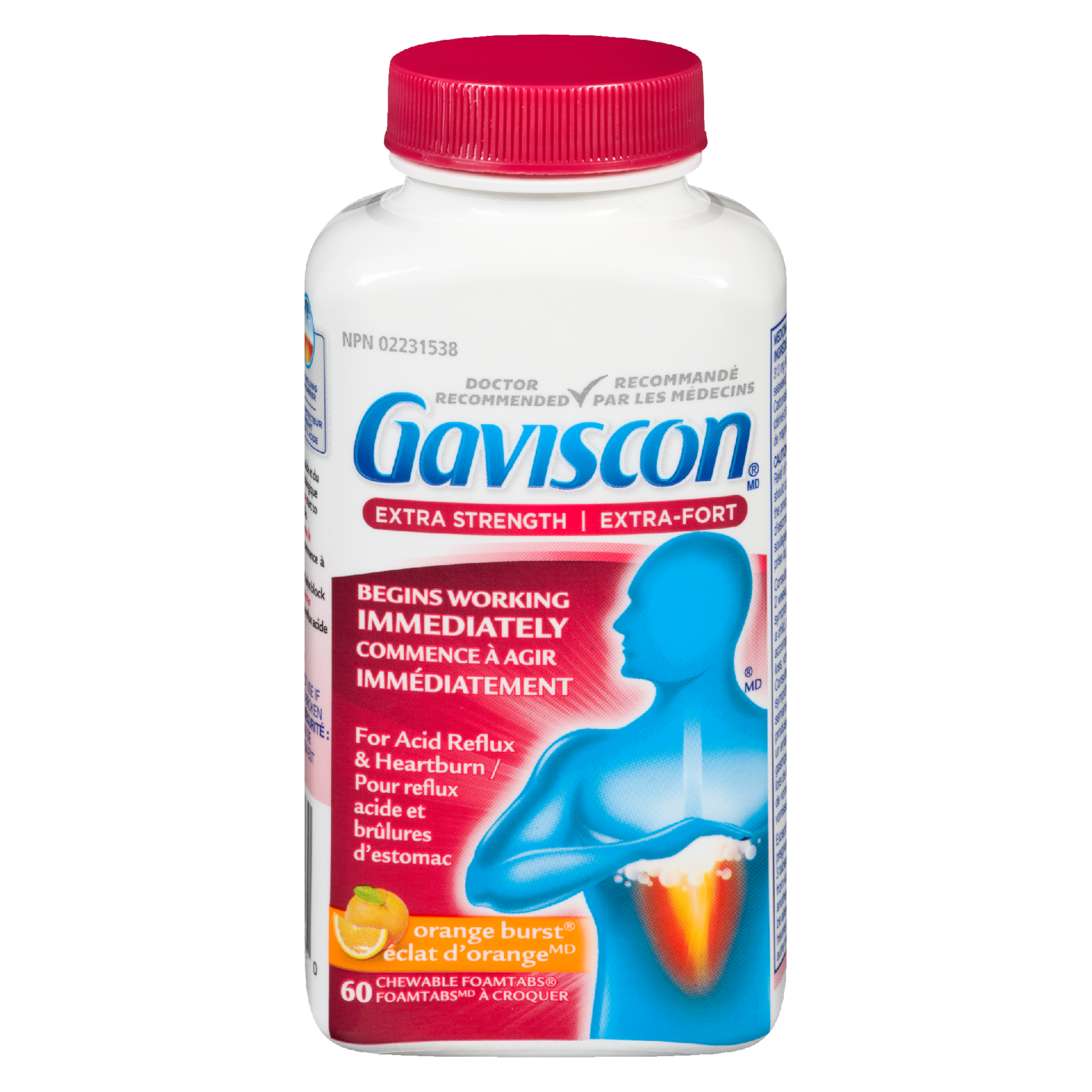 Gaviscon Extra Strength Orange Burst 60 Chewable Foamtabs