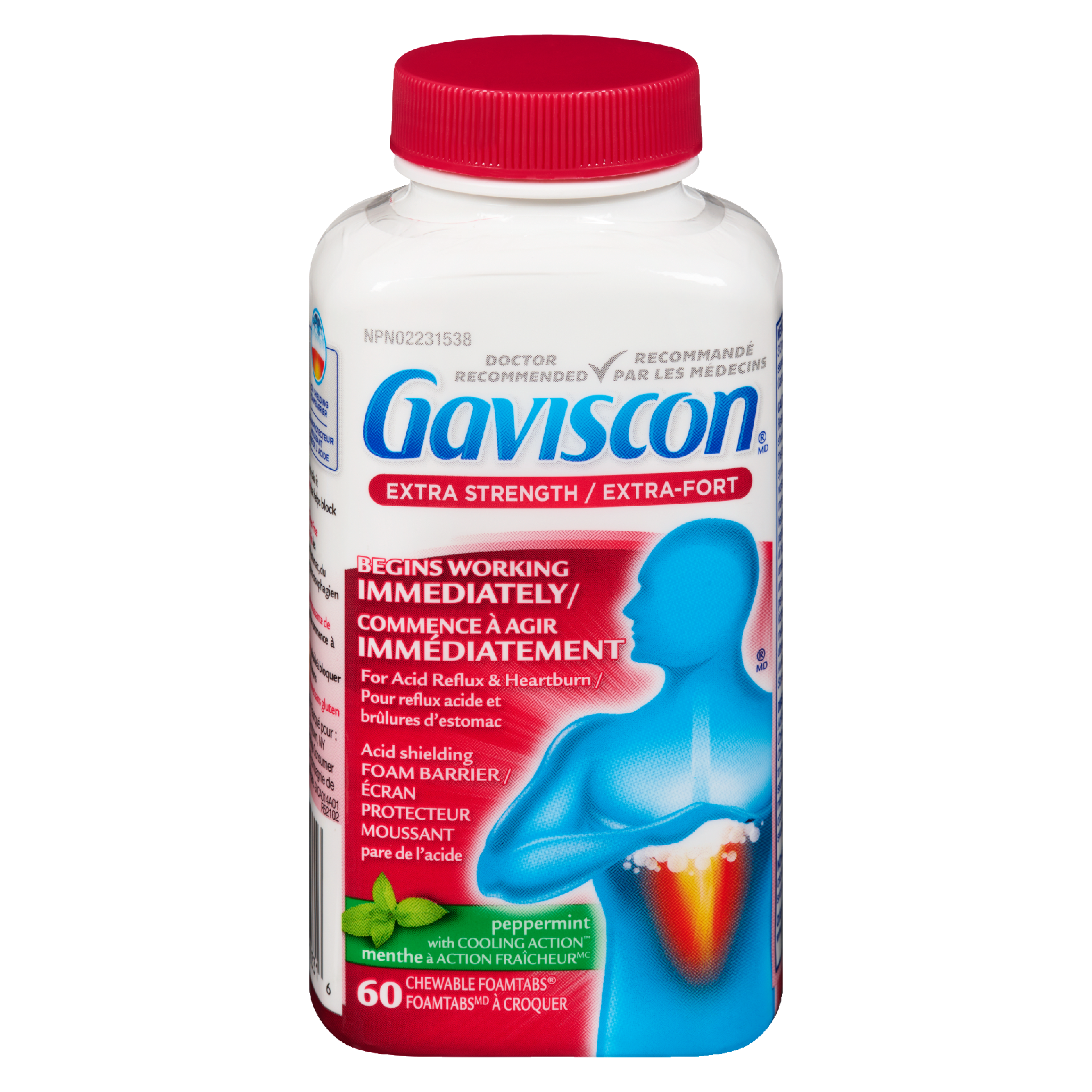 Gaviscon Extra Strength Peppermint with Cooling Action 60 Chewable Foamtabs