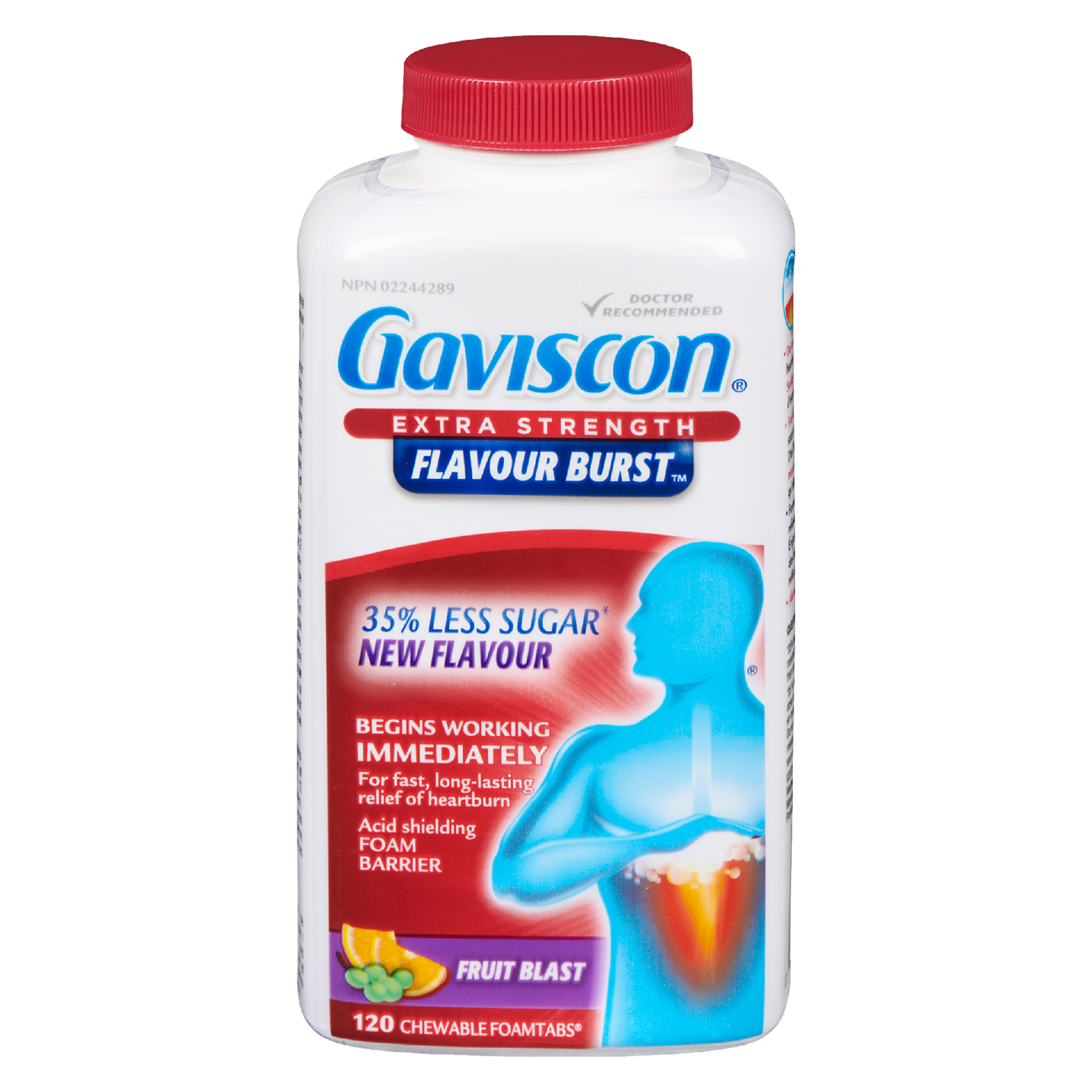 Gaviscon Flavour Burst Extra Strength Fruit Blast 120 Chewable Foamtabs