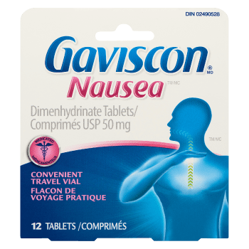 Gaviscon Nausea Dimenhydrinate Tablets USP 50 mg 12 Tablets