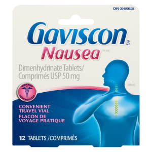 Gaviscon Nausea Dimenhydrinate Tablets USP 50 mg 12 Tablets