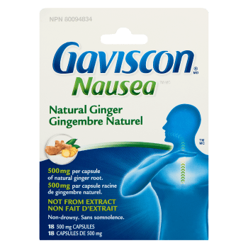 Gaviscon Nausea Natural Ginger 18 500 mg Capsules
