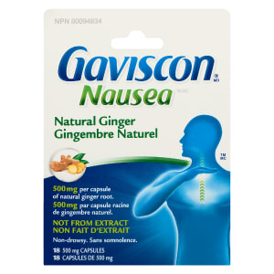 Gaviscon Nausea Natural Ginger 18 500 mg Capsules