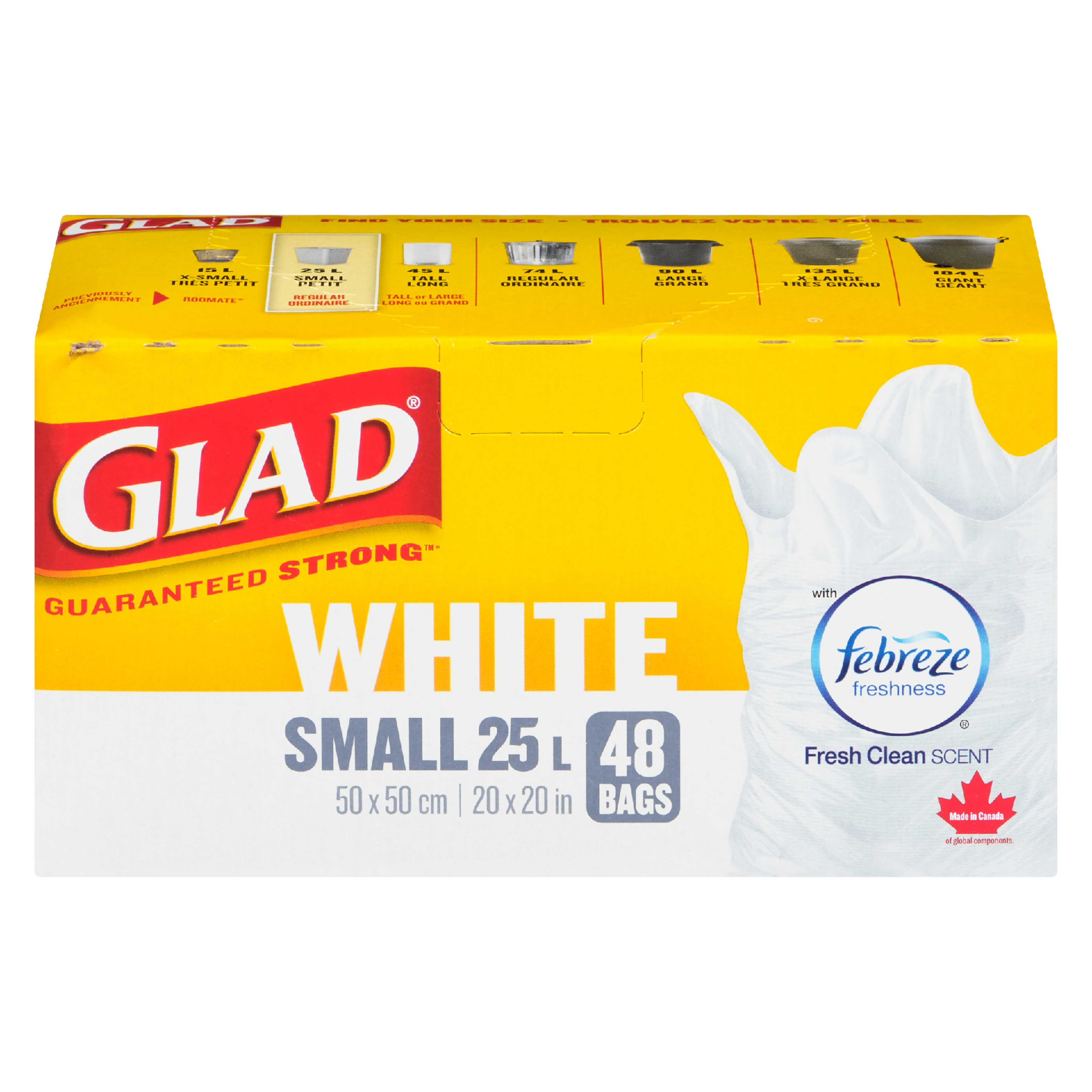 Glad White Small 25 L Fresh Clean Scent 48 Bags
