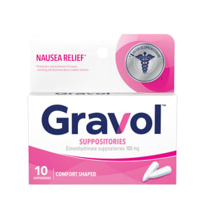 Gravol Dimenhydrinate Suppositories 100 mg 10 Suppositories