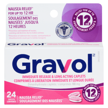 Gravol Dimenhydrinate Caplets 100 mg 24 Caplets