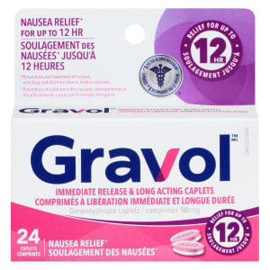 Gravol Dimenhydrinate Caplets 100 mg 24 Caplets