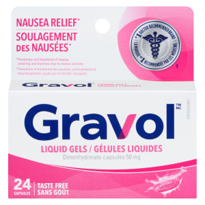 Gravol Dimenhydrinate Capsules 50 mg Liquid Gels 24 Capsules