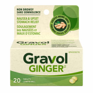 Gravol Ginger Nausea & Upset Stomach Relief 20 Tablets