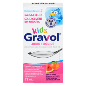Gravol Kids Dimenhydrinate Syrup 15 mg/5 ml Liquid Fruit Flavour Children 2⁺ 75 ml