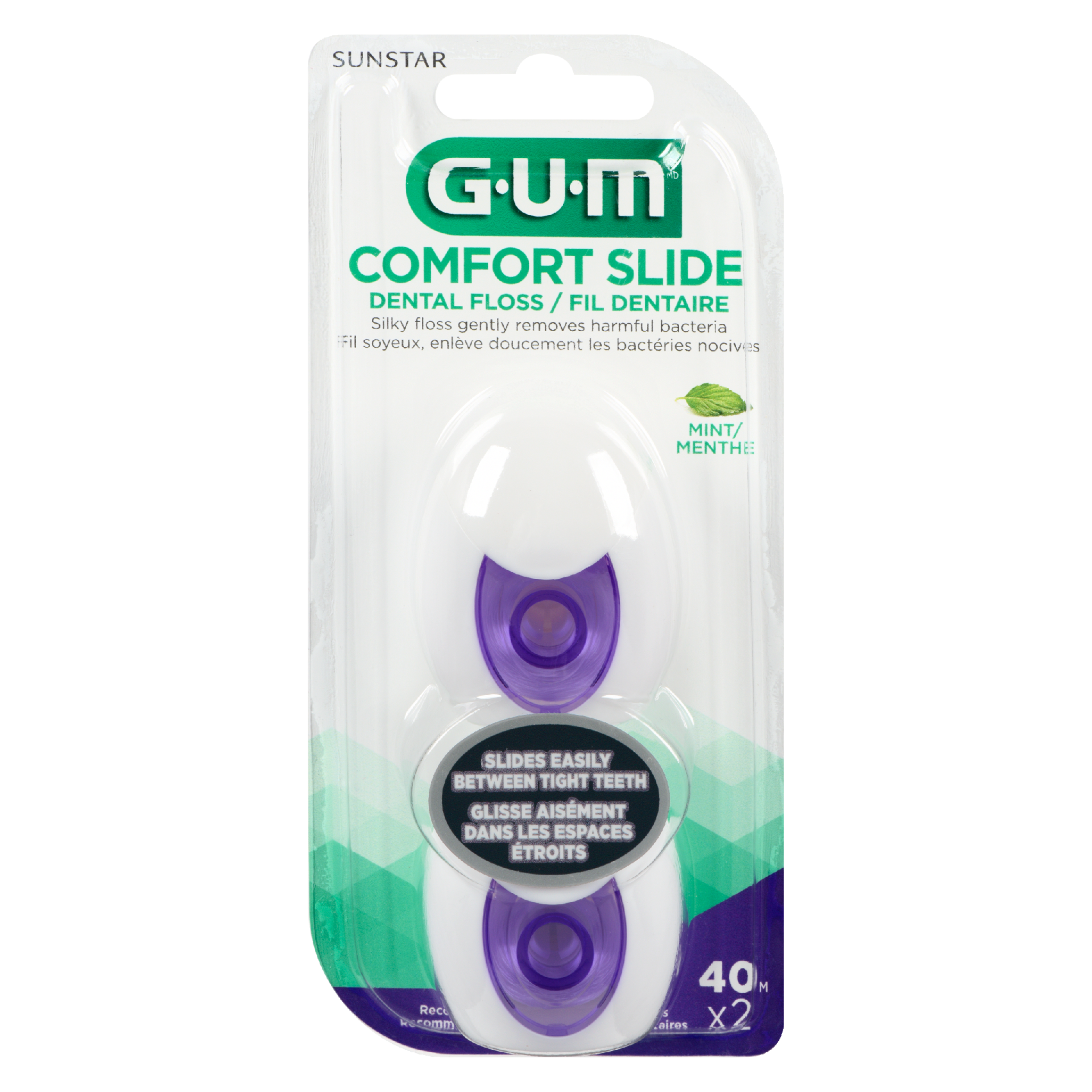 GUM Comfort Slide Dental Floss Mint 40 m x 2