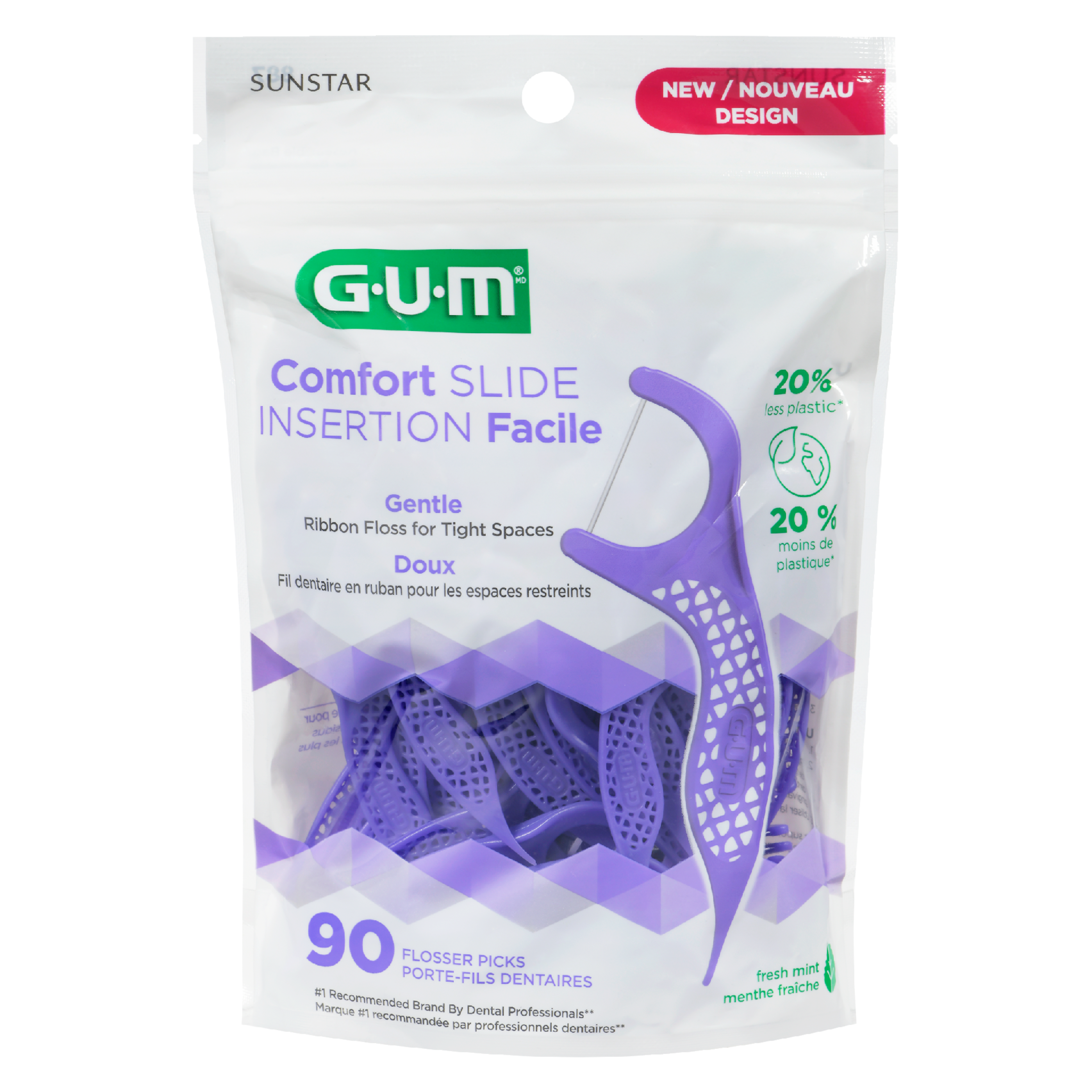 GUM Comfort Slide Fresh Mint 90 Flosser Picks