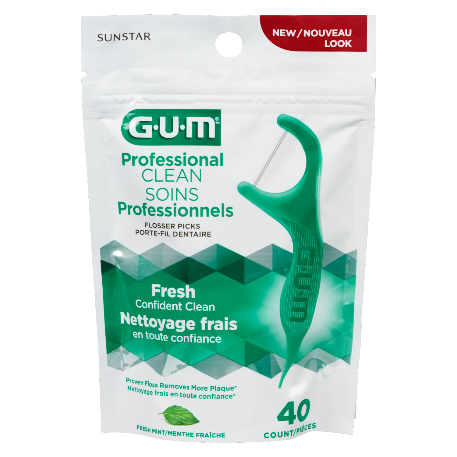 GUM Professional Clean Flosser Picks Fresh Mint 40 Count - MedaKi