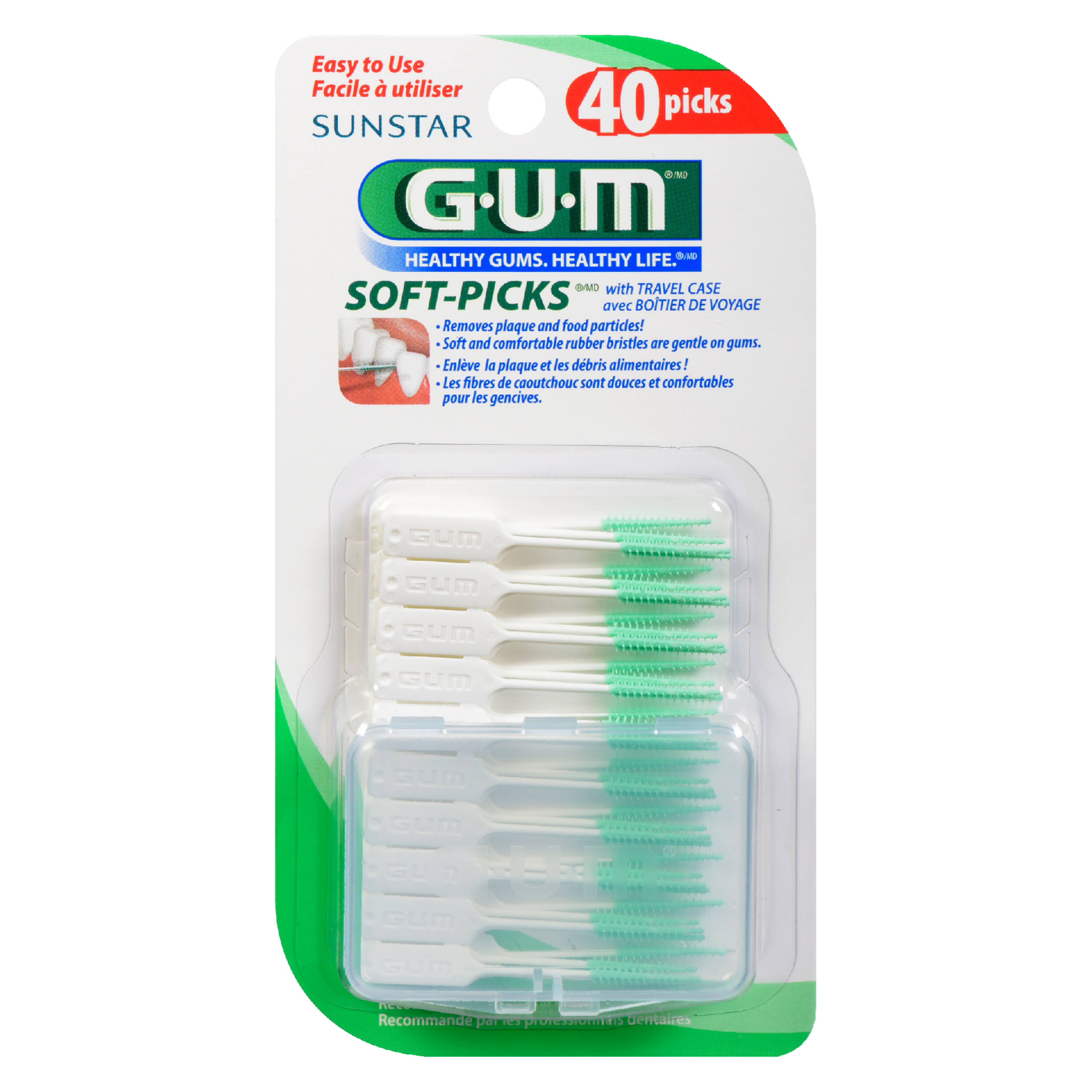 GUM Soft-Picks with Travel Case 40 Picks