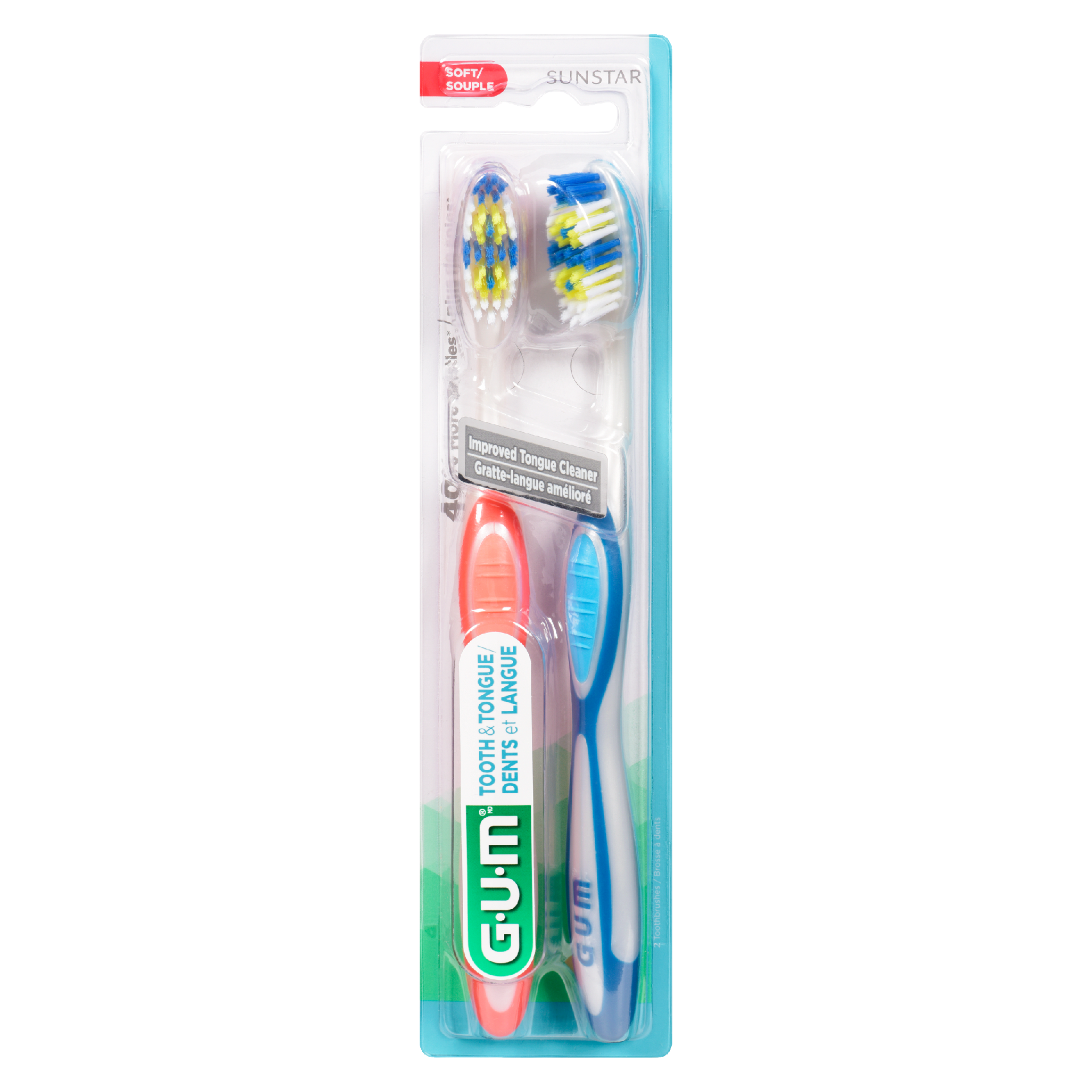 GUM Tooth & Tongue Soft 2 Toothbrushes