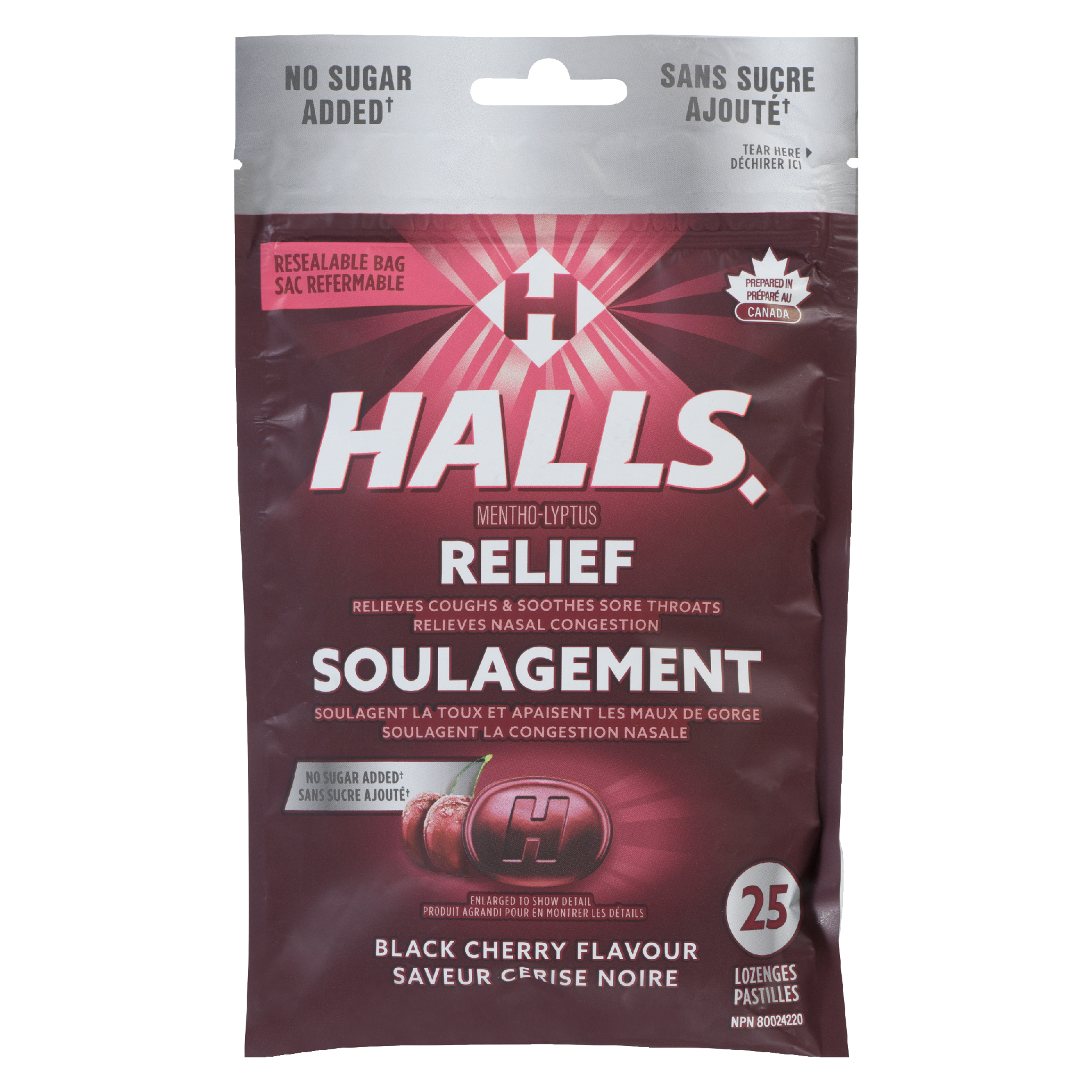 Halls Relief Mentho-Lyptus Black Cherry Flavour 25 Lozenges