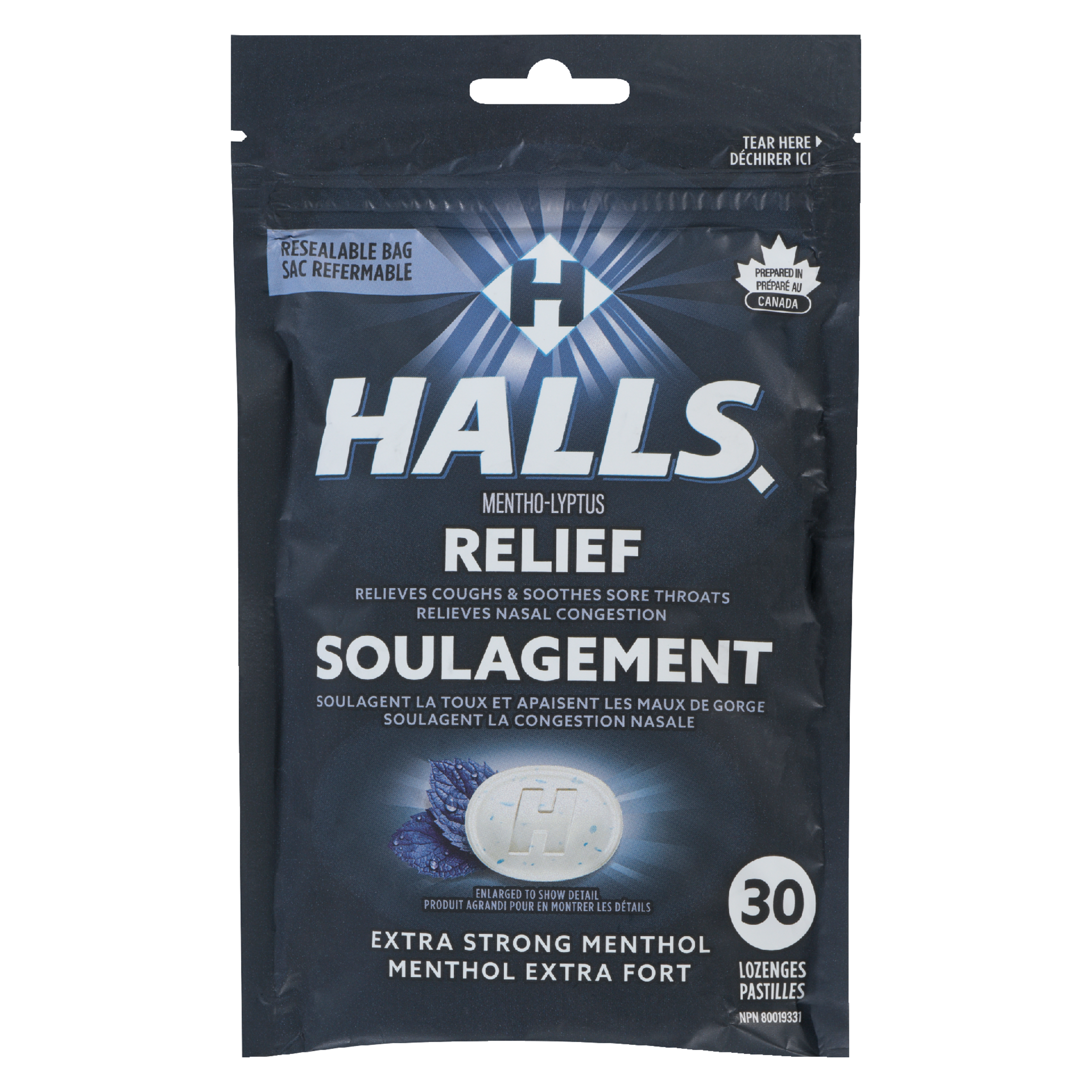 Halls Relief Mentho-Lyptus Extra Strong Menthol 30 Lozenges