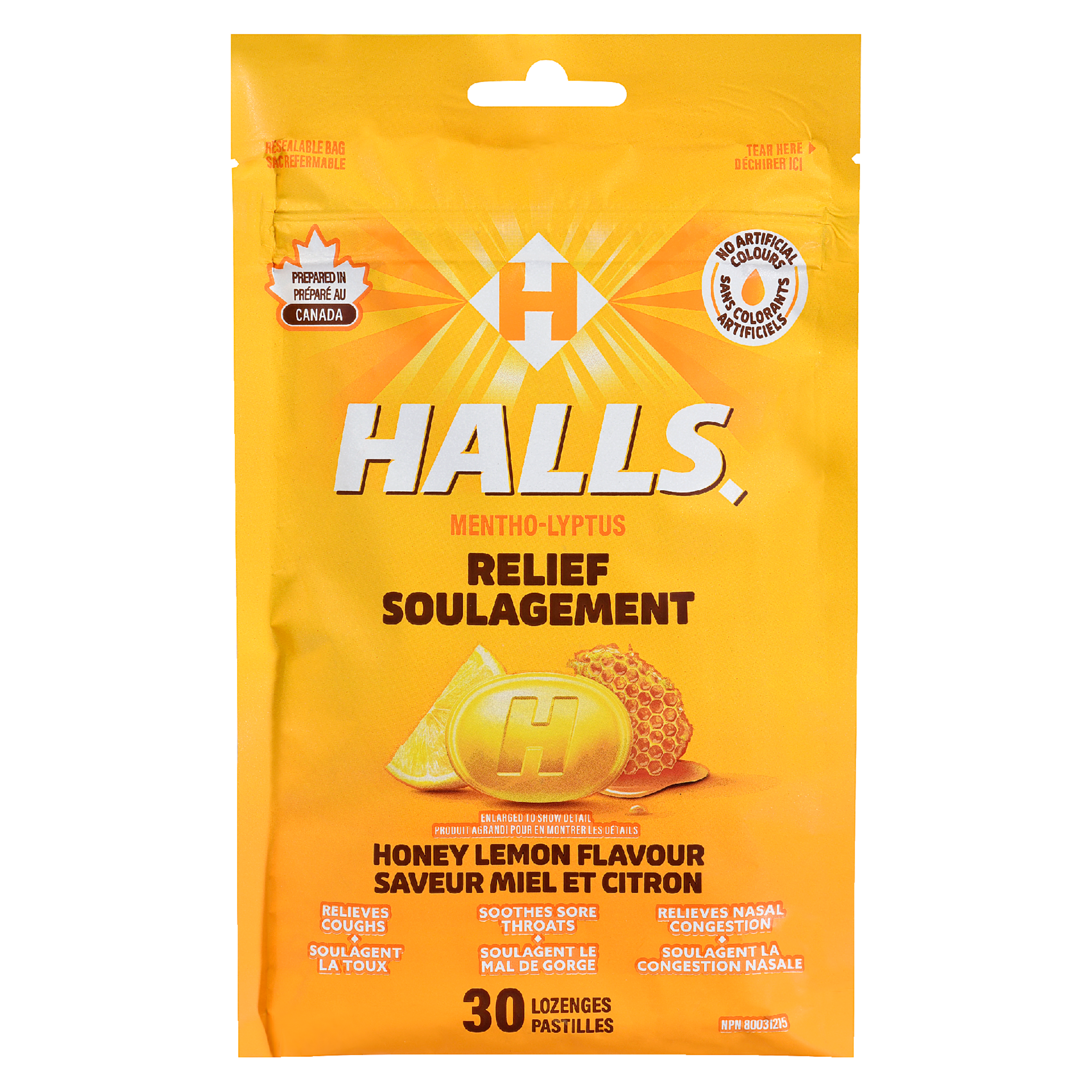 Halls Relief Mentho-Lyptus Honey Lemon Flavour 30 Lozenges
