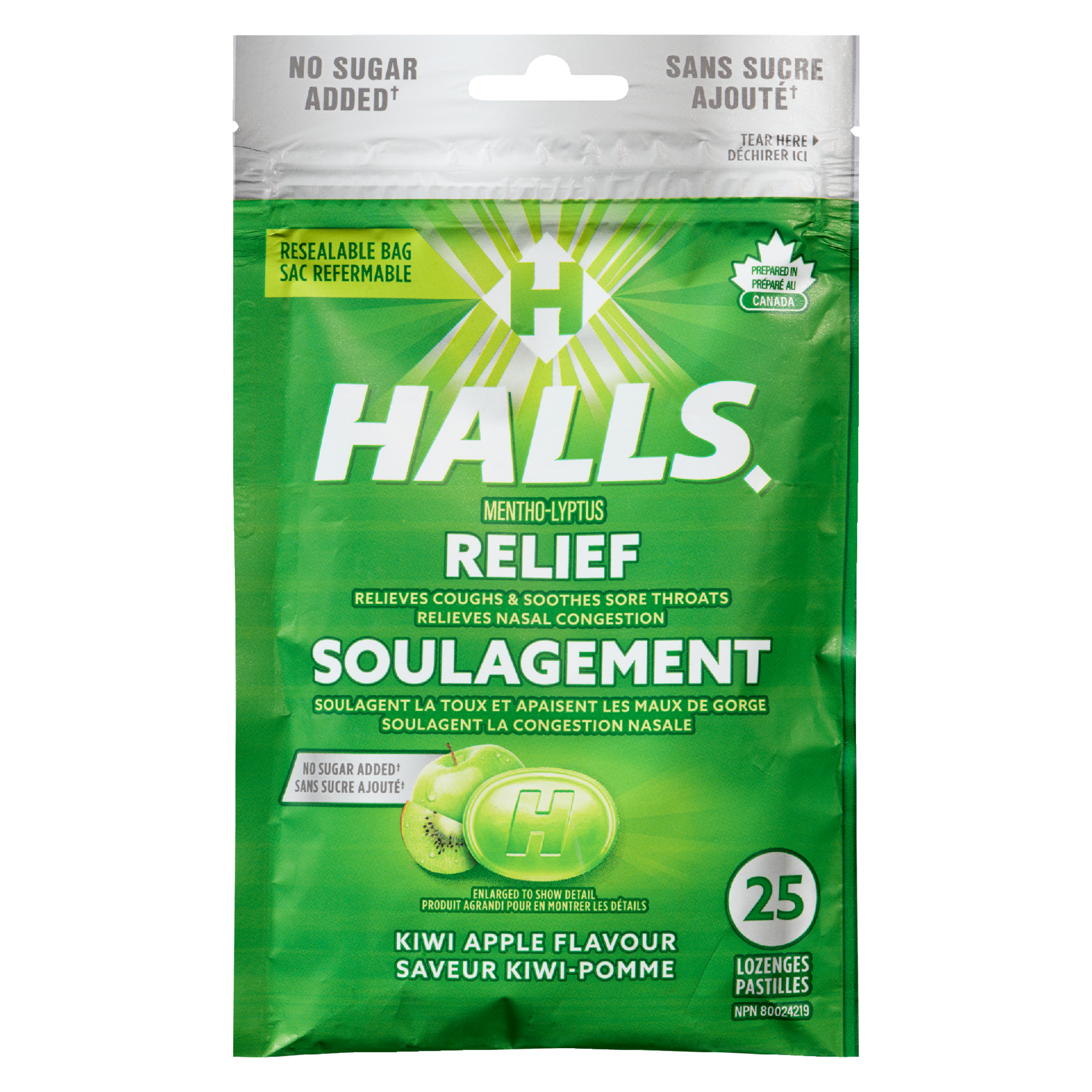 Halls Relief Mentho-Lyptus Kiwi Apple Flavour 25 Lozenges