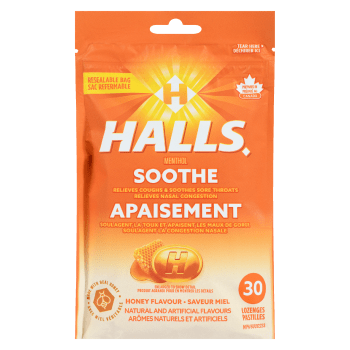 Halls Soothe Menthol Honey Flavour 30 Lozenges