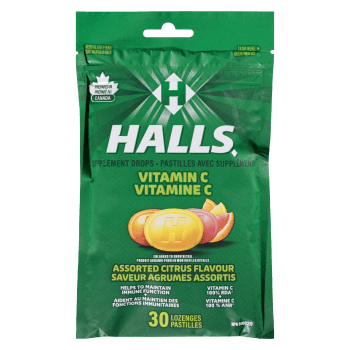 Halls Vitamin C Supplement Drops Assorted Citrus Flavour 30 Lozenges