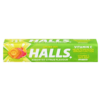 Halls Vitamin C Supplement Drops Assorted Citrus Flavour 9 Lozenges