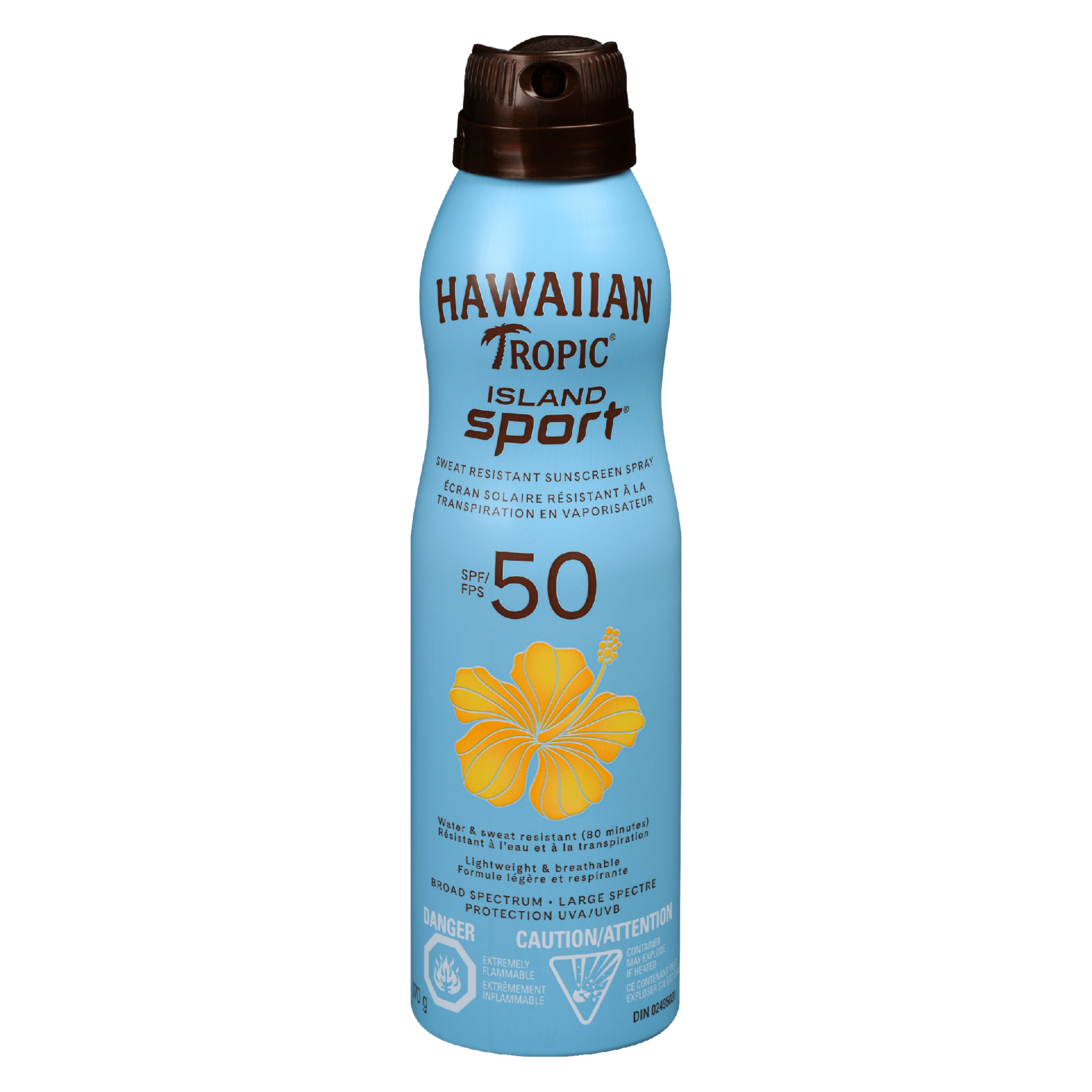 Hawaiian Tropic Island Sport Sweat Resistant Sunscreen Spray SPF 50 170 g