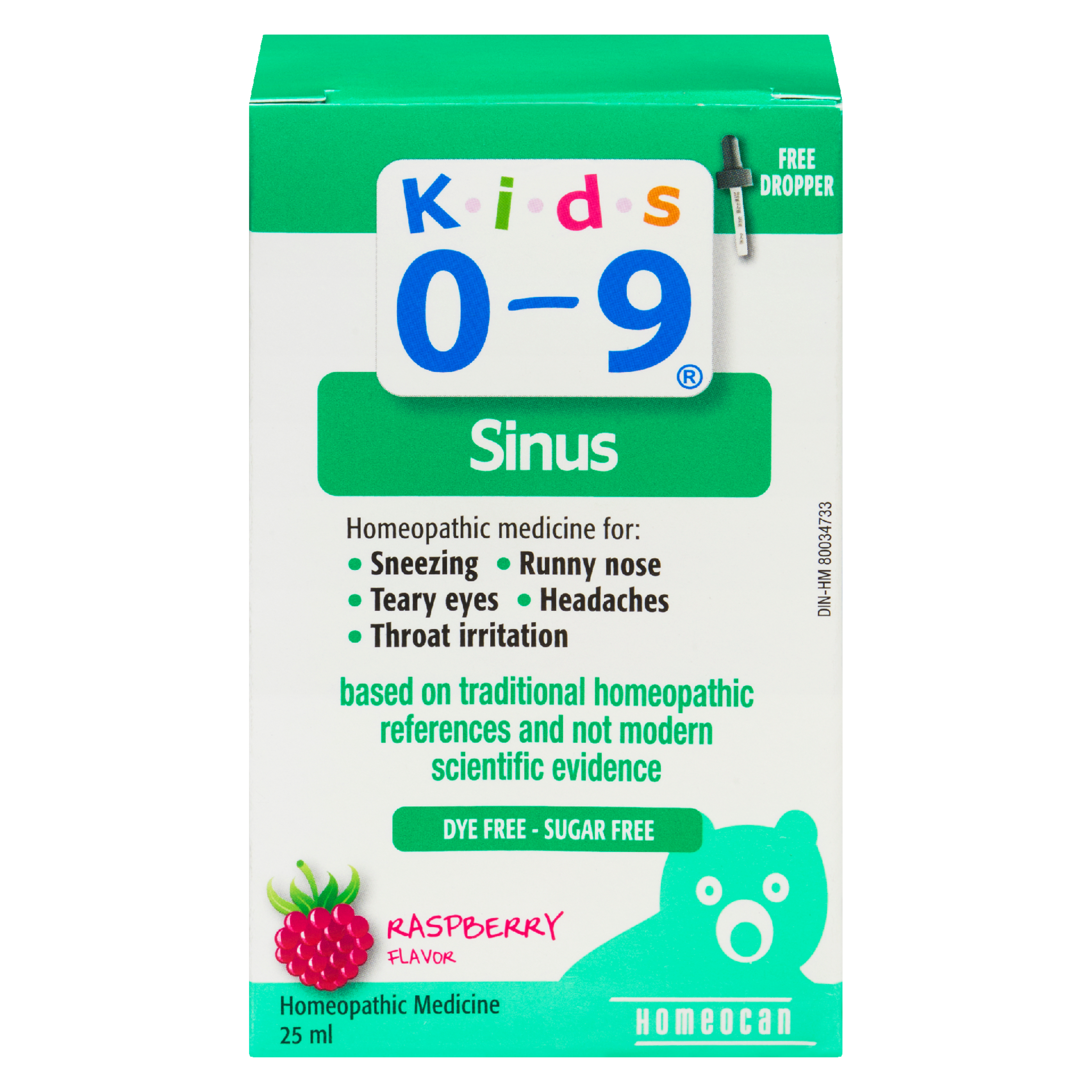 Homeocan Kids 0-9 Homeopathic Medicine Sinus Raspberry Flavor 25 ml