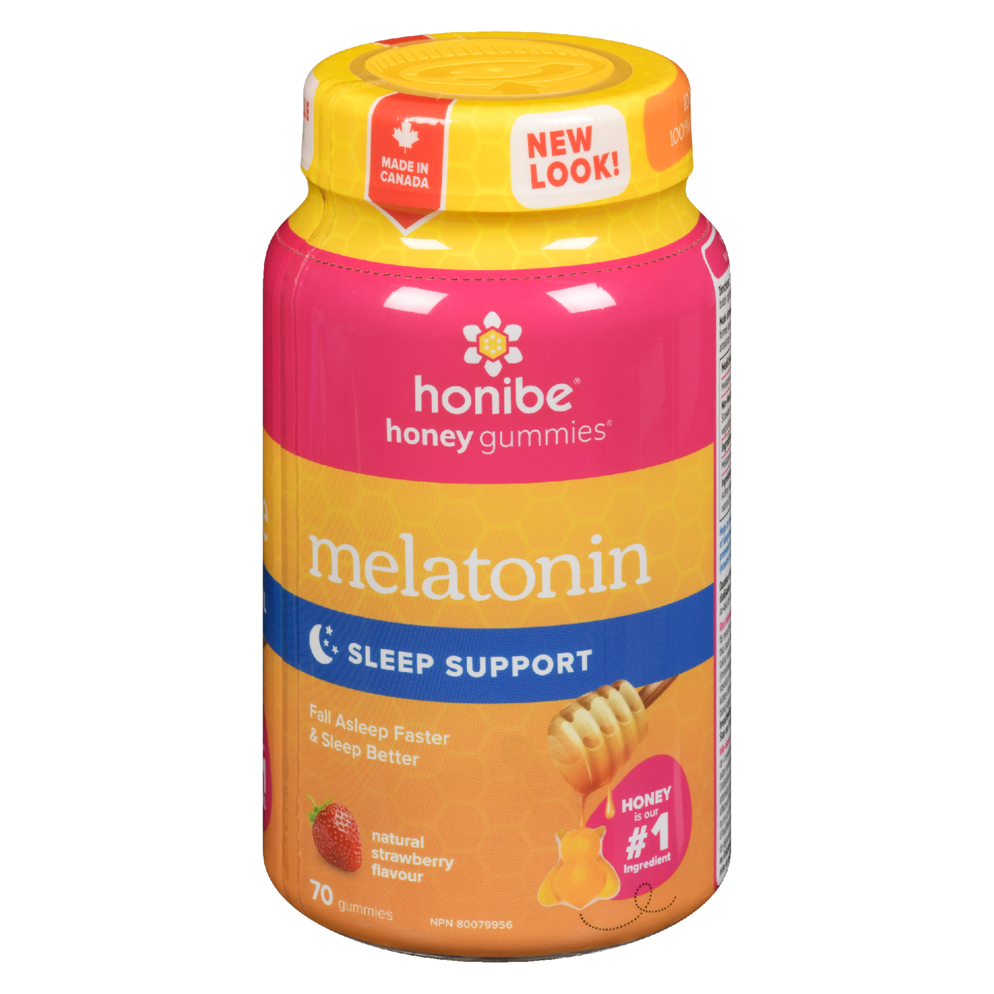 Honibe Honey Gummies Melatonin Sleep Support Natural Strawberry Flavour 70 Gummies