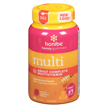 Honibe Honey Gummies Multi Adult Complete Multivitamin Natural Raspberry Flavour 70 Gummies