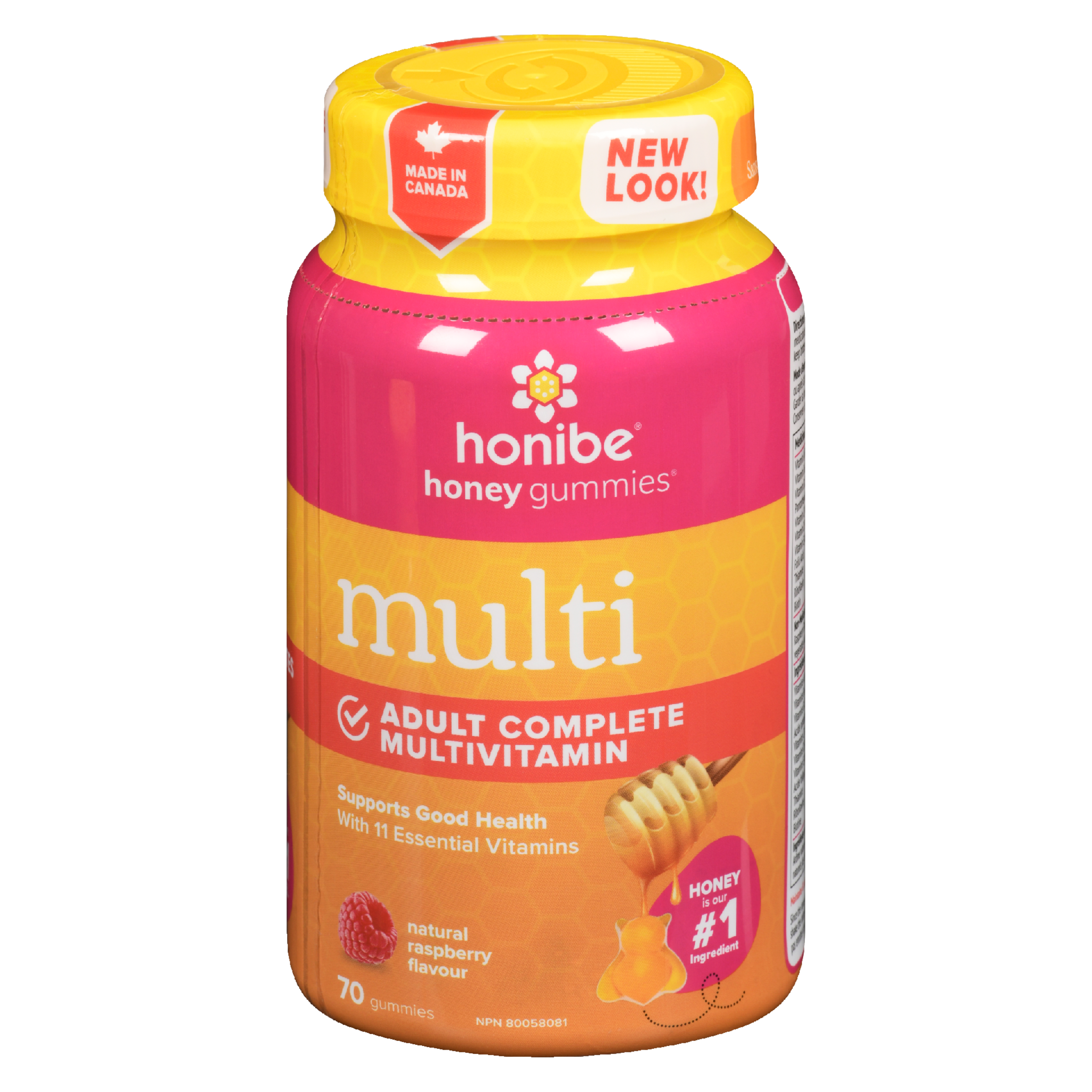 Honibe Honey Gummies Multi Adult Complete Multivitamin Natural Raspberry Flavour 70 Gummies