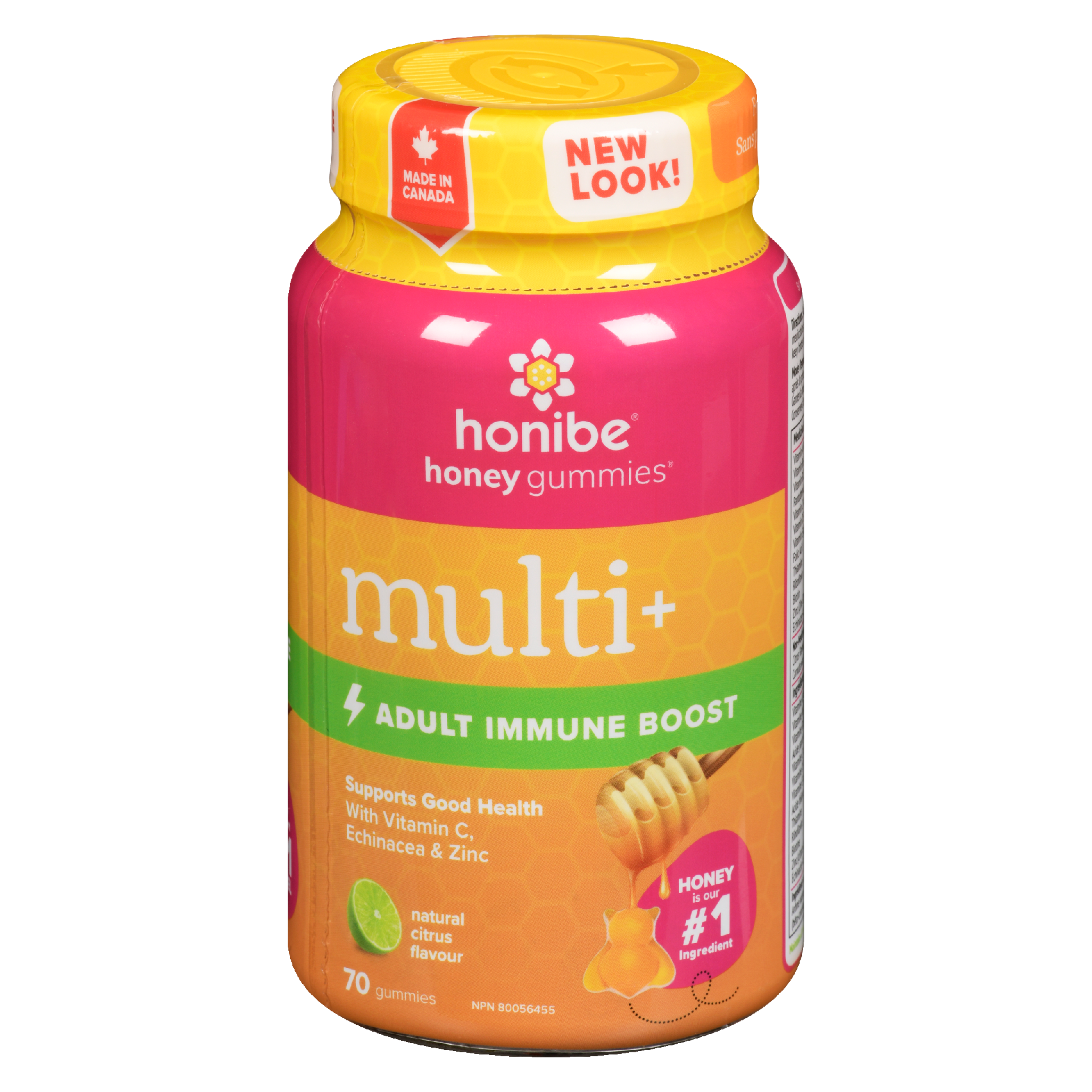 Honibe Honey Gummies Multi+ Adult Immune Boost Natural Citrus Flavour 70 Gummies