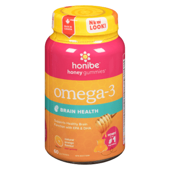 Honibe Honey Gummies Omega-3 Brain Health Natural Orange Flavour Sour Gummy 60 Gummies