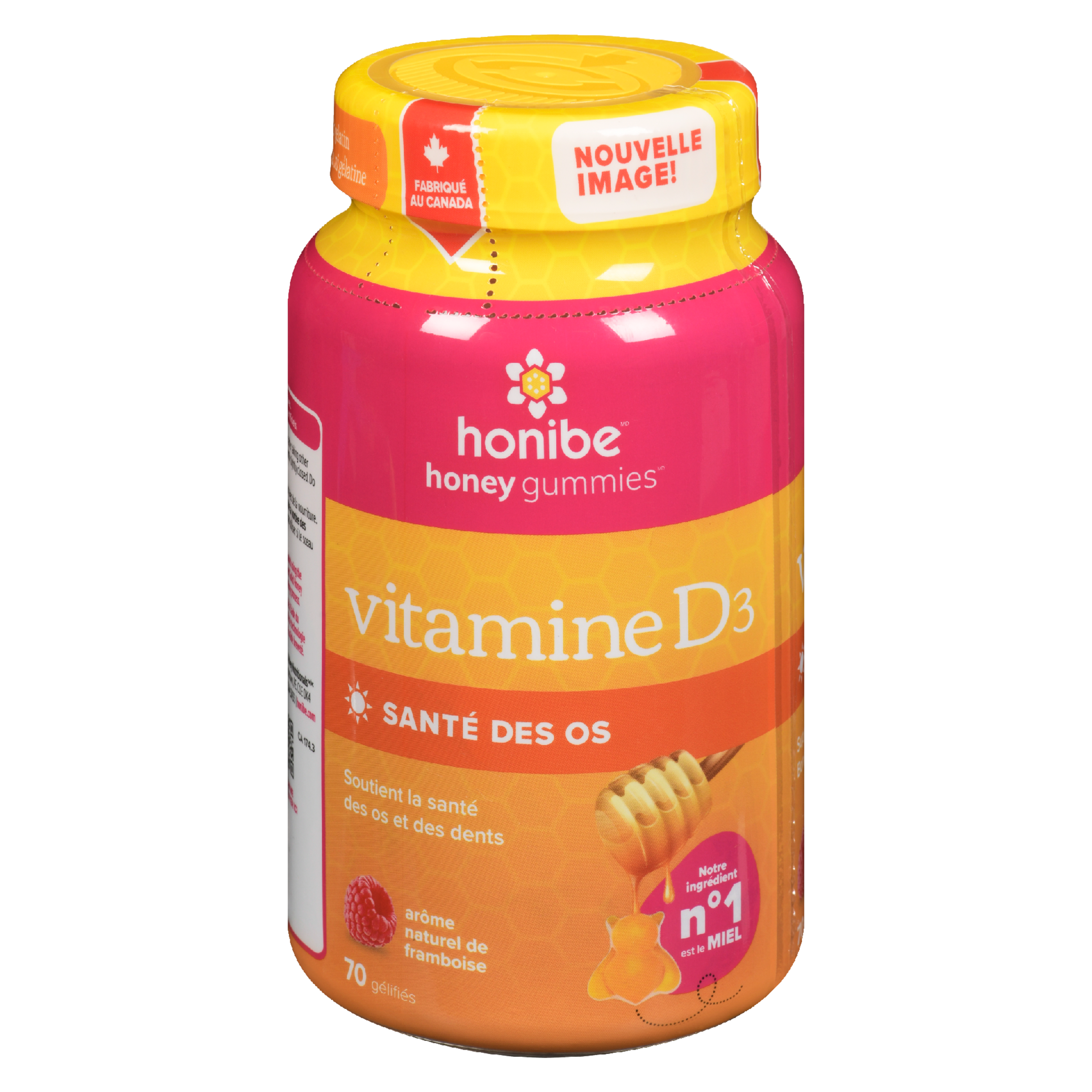 Honibe Honey Gummies Vitamin D₃ Natural Raspberry Flavour 70 Gummies