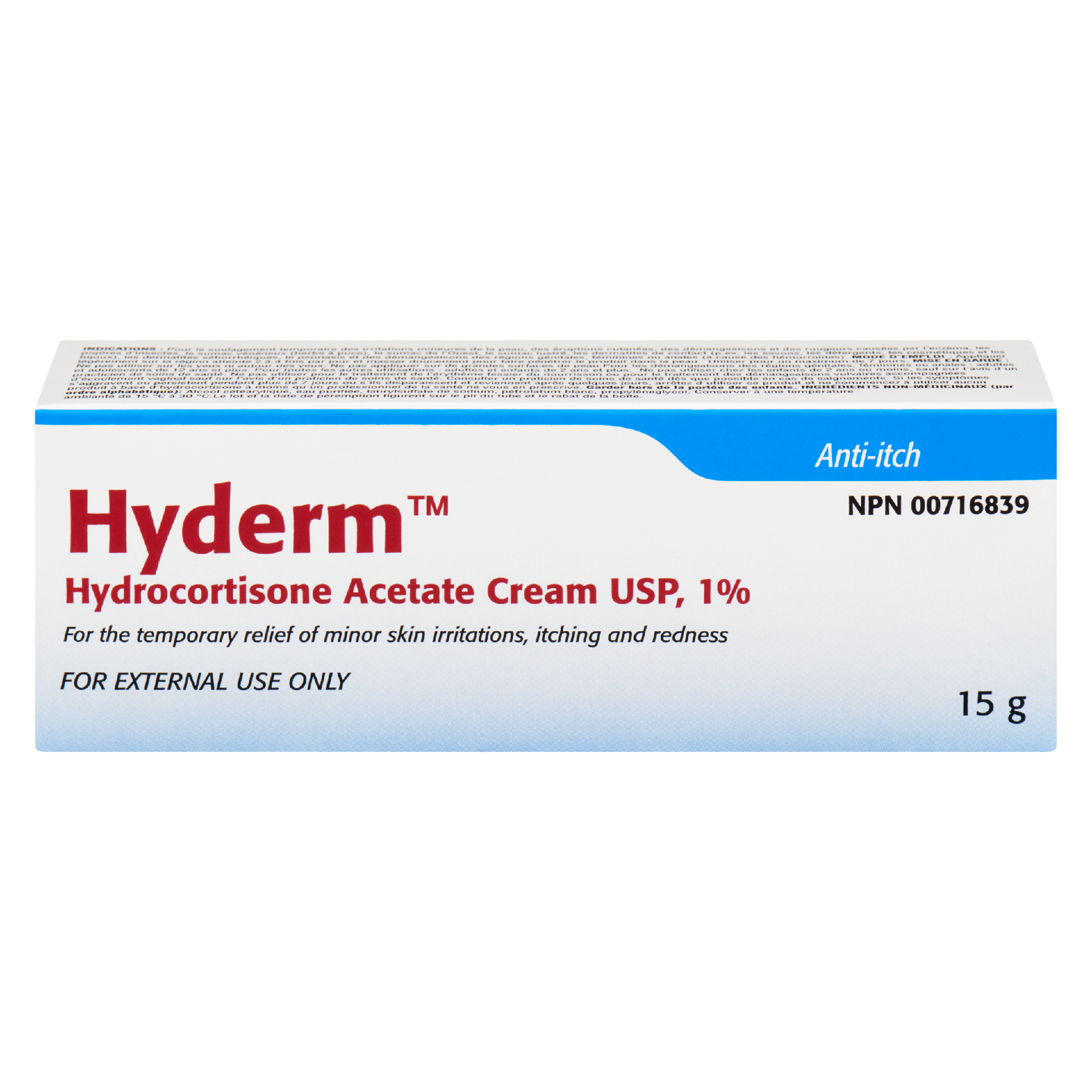 Hyderm Hydrocortisone Acetate Cream USP, 1% Anti-Itch 15 g