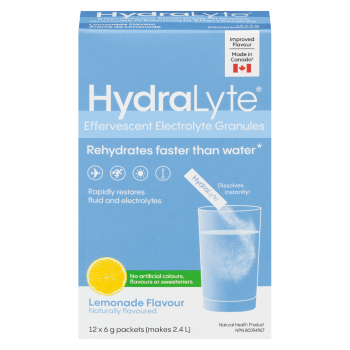 Hydralyte Effervescent Electrolyte Granules Lemonade Flavour 12 Packets x 6 g