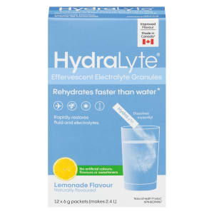 Hydralyte Effervescent Electrolyte Granules Lemonade Flavour 12 Packets x 6 g