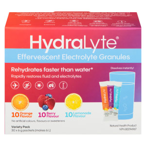 Hydralyte Effervescent Electrolyte Granules Variety Pack 30 Packets x 6 g