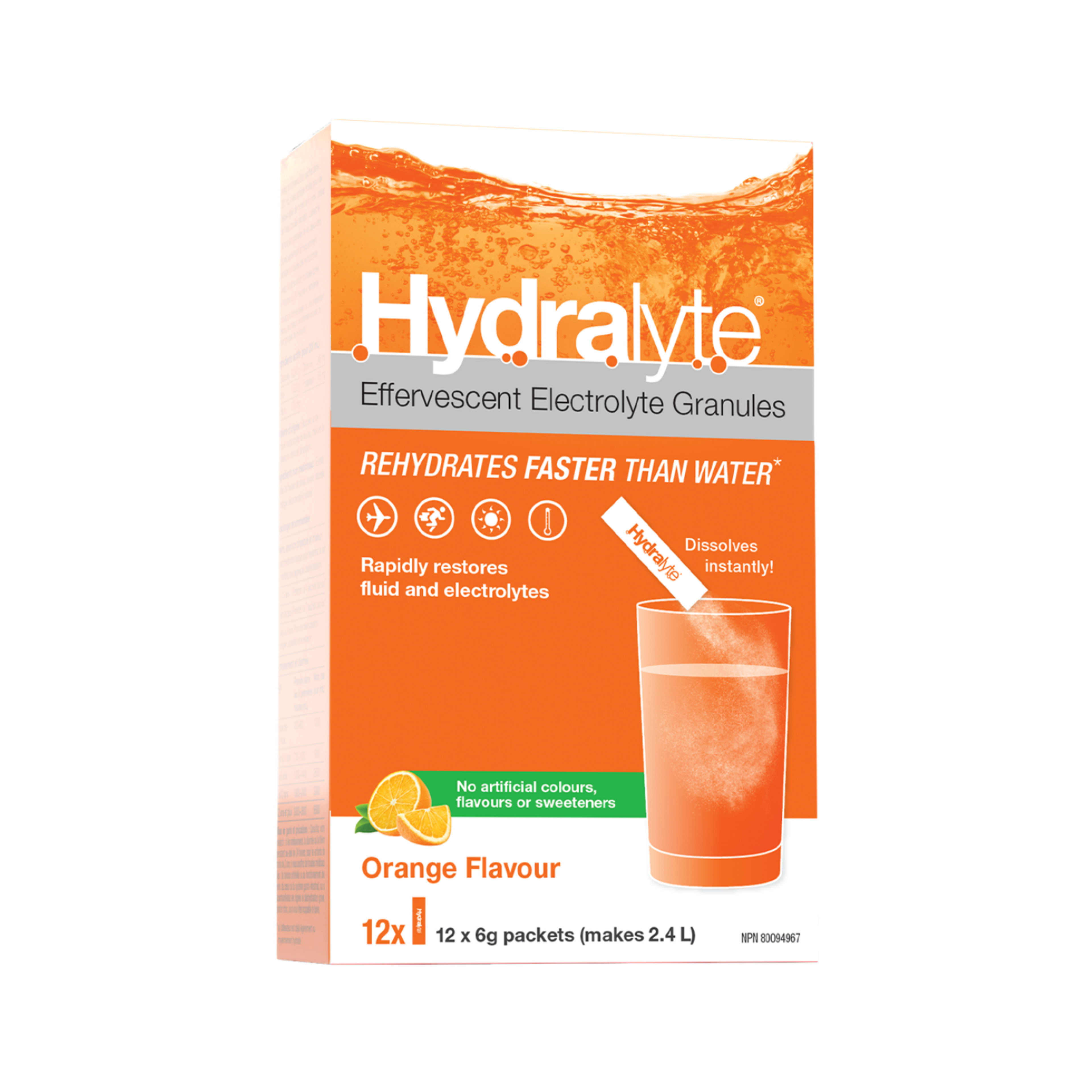 Hydralyte Effervescent Electrolyte Granules Orange Flavour 12 Packets x 6 g